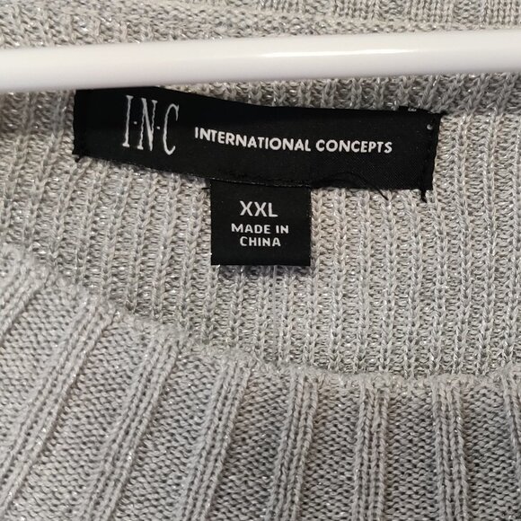INC Gray Crew Neck Metallic Top Sweater Size Plus XXL - Picture 4 of 6